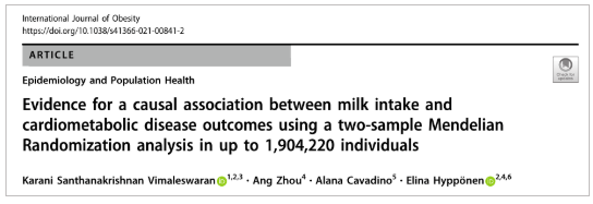 International Journal of Obesity：经常饮用牛奶的人患冠心病的风险降低了14%